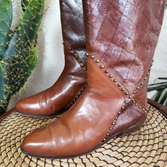 Stuart Weitzman Western Bohemian Studded Leather Boots size 7 - Picture 14 of 14